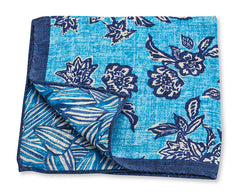 Pocket Square, Sketchy Bouquet in Turquoise