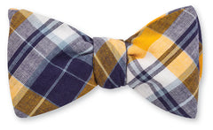 Madras Bowtie, Navy & Gold