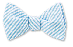Seersucker Bowtie, Blue & White