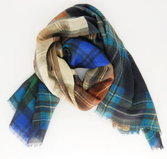 Multi Plaid Scarf, Blues