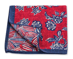 Pocket Square, Sketchy Bouquet in Red/Navy