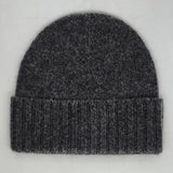 Gray knit beanie on a light gray background