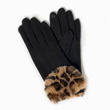 Leopard Fur Trimmed Gloves