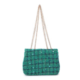 Tweed Shoulder Bag, Emerald